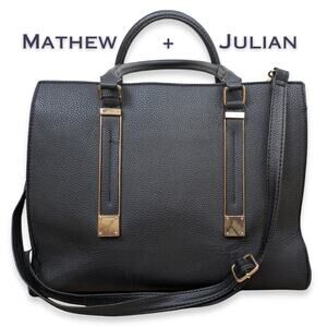 Mathew + Julian Satchel Crossbody Shoulder Bag Large Black Structured Career